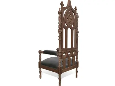 Gothic chair Low-poly 3D model