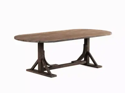 Medieval Wooden Tavern Table 03 Low-poly 3D model