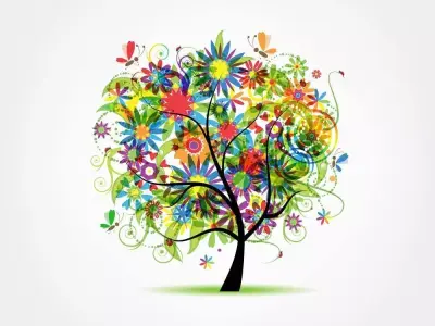 oppodde colorful tree with flowers and leaves Free 3D model
