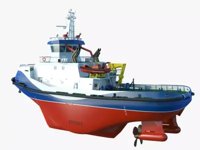 Tug Icebreaker Ship Realistic and Detailed 3D Model 3D model