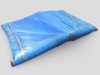 Folded Blue Tarp Low-poly 3D model