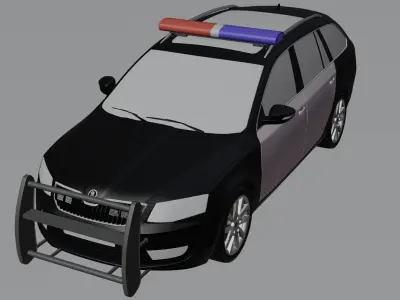Police Skoda Octavia Low-poly 3D model