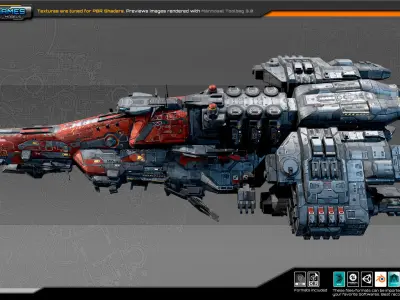 Sci Fi Battleship G6  Low-poly 3D model