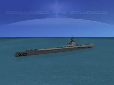 Gato Class Submarine SS-249 USS Flasher 3D model
