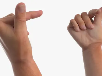 Male Hand Pair with Finger Heart Gesture 3D model