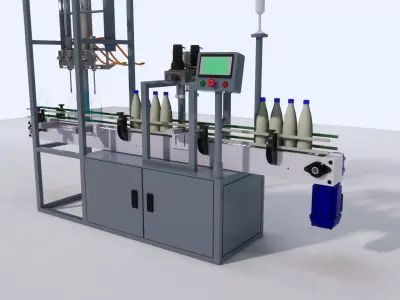 Automatic Liquid Filling Machine 4 Nozzle SketchUp FBX 3D model