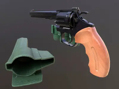 Rook Classic Revolver Bluing with Bandolier and Speedloader Low-poly 3D model