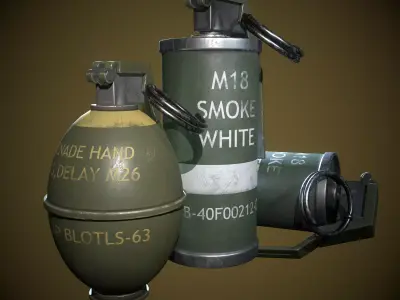 grenade three grenades Low-poly 3D model