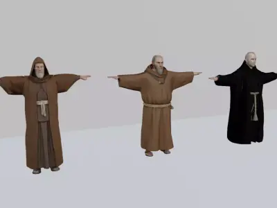Medieval Monk Pack 3D model