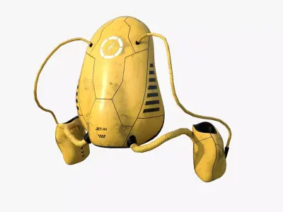 Jetpack H05 Yellow Black - SciFi Character Design Low-poly 3D model