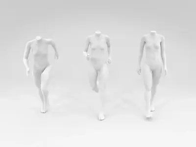 headless female fashion mannequin dynamic set Low-poly 3D model