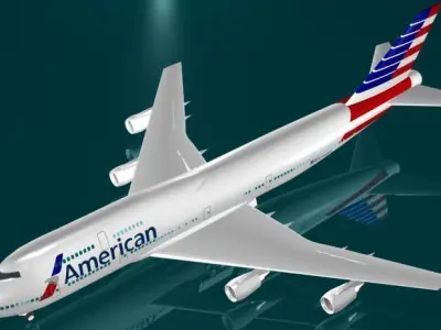 American Airlines New Logo  747 - 400 3D model