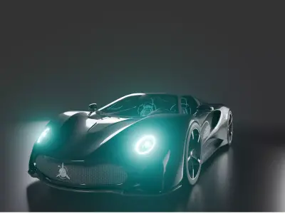 JTX GX50 Aetherion Hypercar Convertible rigged and animated Low-poly 3D model