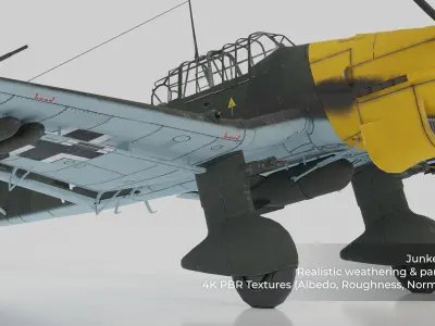Ju87 B2 Stuka 4K PBR Game Asset for Unity Unreal Low-poly 3D model