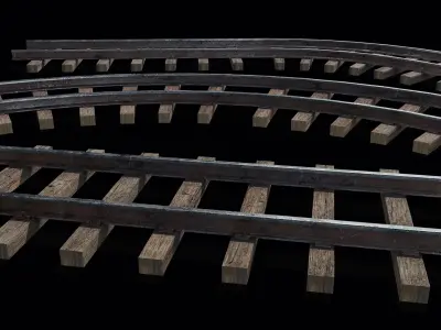 Train Track Low-poly 3D model