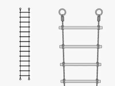 Medieval Rope Ladder Low-poly 3D model