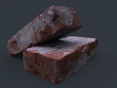 Brick 1 PBR Game Ready two bricks Low-poly 3D model