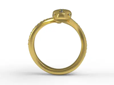 Antique Mini Snake Diamond Ring 02 3D print model