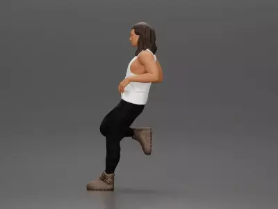 Man with long hair in Tank Top and Pants Leaning Confidently 3D print model