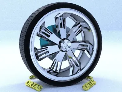 ORTAS CAR RIM 70 GAME READY RIM TIRE AND DISC 3D model