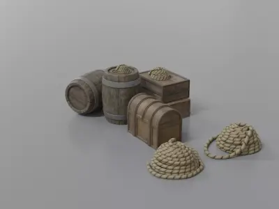 treasure chest Low-poly 3D model 15