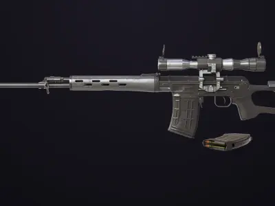 Sniper Rifle 01 Black Rig All PBR Unity UE Textures Low-poly 3D model