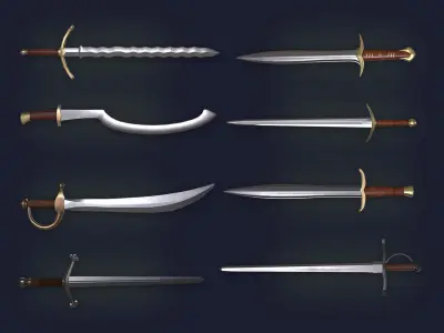 18 Different types of Swords Low-poly 3D model Low-poly 3D model