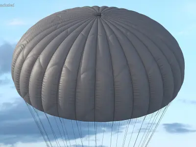 Military Pilot with Parachute 3D model