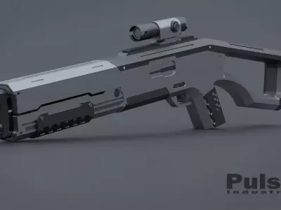 Sci-Fi Plasma Rifle Game Ready Low-poly 3D model