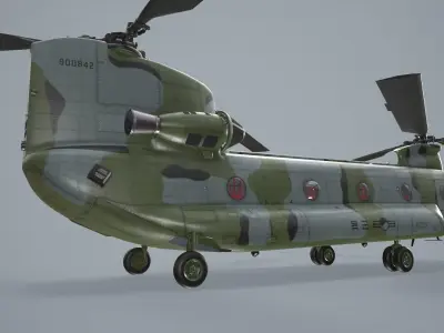 CH-47 Chinook Korean Army Basic Animation Low-poly 3D model