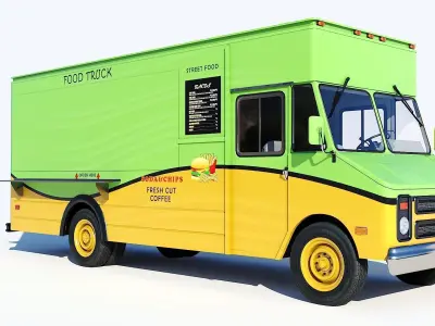Food truck step van Low-poly 3D model
