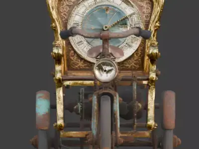 Antiquated Clockwork Steampunk Trike Low-poly 3D model