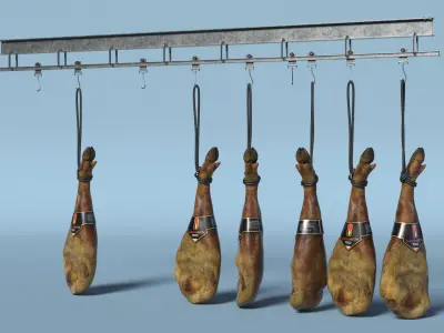 Jamonarium Curing Ham Legs Metal Rail 3D model