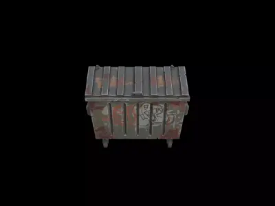 Low Poly Stylized Olive Industrial Dumpster Low-poly 3D model