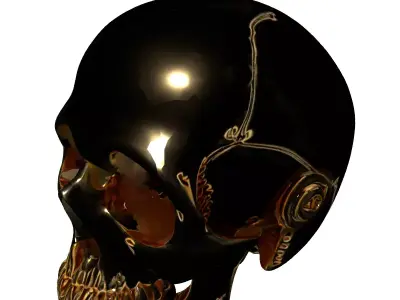 Golden Steampunk Mechanical Skull Low-poly 3D model