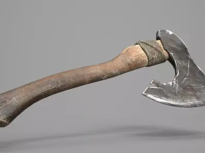 Game Ready Aged Wooden Axe Low-poly 3D model