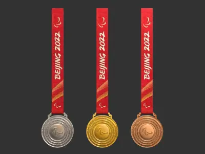 The winter of 2022 Beijing paralympic games medal Olympic medal 3D model