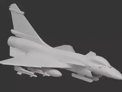 J-10 fighter jet White model Low-poly 3D model