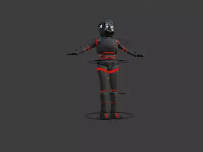 Cartoon robot - villain biped 3D model