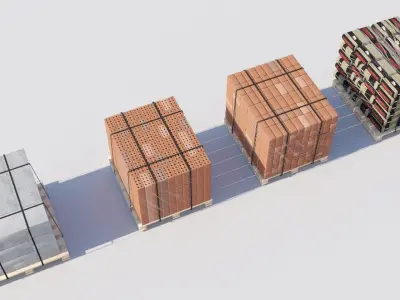 Pallet Collection with bricks 3D model purchase
