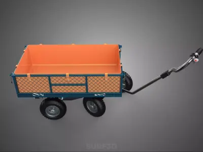 ELECTRIC GARBAGE RUBBISH TRASH TRAILER CART DUMP WAGON BIN TRUCK 3D model