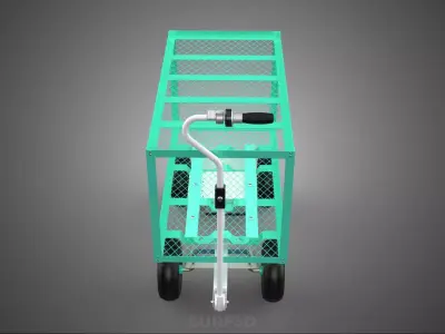 ELECTRIC 2 LEVEL TIER BED DECK STEEL TROLLEY WAGON CART GARDEN 3D model