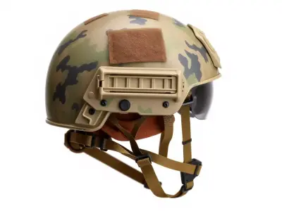 Camouflage Tactical Helmet Model Pack with Modular Attachments Low-poly 3D model