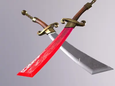knife 1 two swords Low-poly 3D model