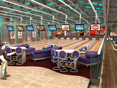 Bowling alley design Low-poly 3D model