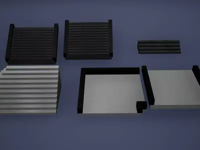 Stair Low Poly Game Ready stack of concrete steps Low-poly 3D model