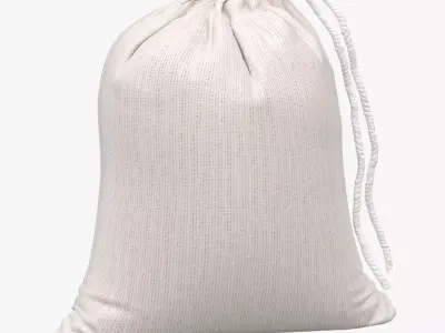 Muslin Bags Cotton Drawstring Bags Sachet Bag 3D model