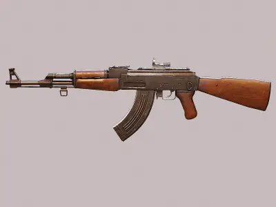 Ak47 assault riffle gun realistic pbr  ready 3d model  Low-poly 3D model