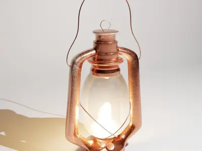 Lantern copper with candle inside 3D model