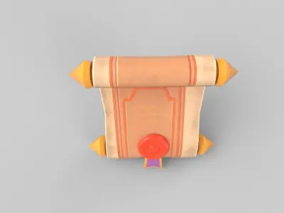 Stylized scroll Low-poly 3D model